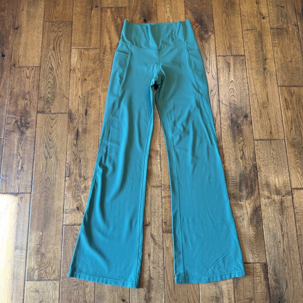 Member's Mark Flare Yoga Pants High Rise Stretch Slash Pockets Sage Green XS